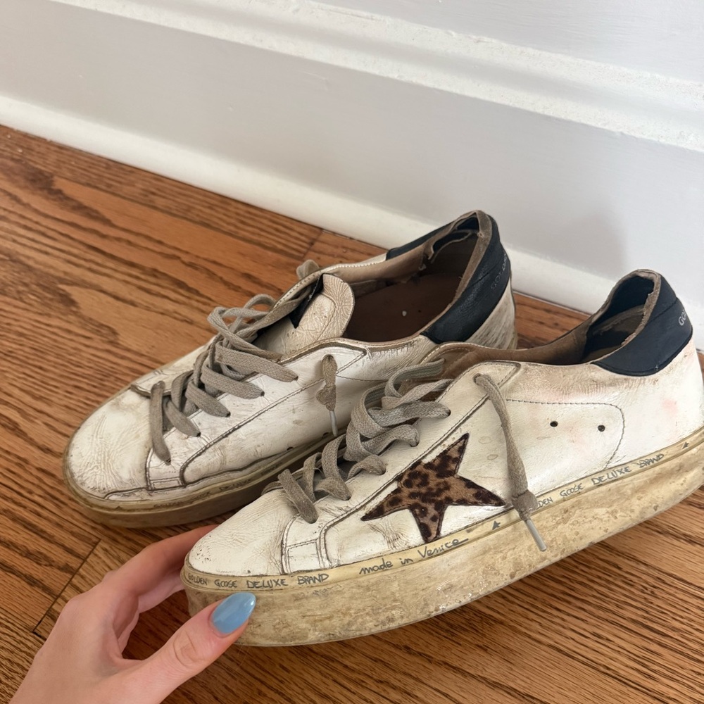 Leopard print star platform golden goose